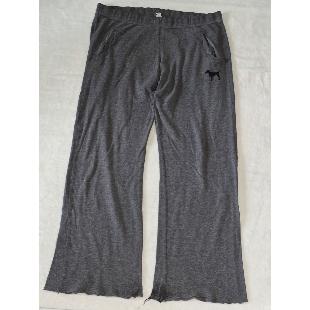 Victoria's Secret PINK Womens Medium Gray Wide Leg PINK Butt Spellout Logo Y2K - Picture 2 of 8